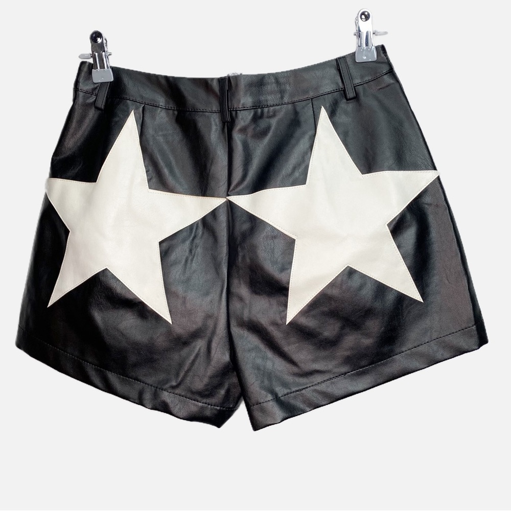Nasty Gal faux leather star shorts
